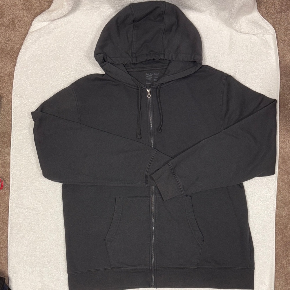 Fresh clean threads dark grey full zip hoodie sweatshirt men’s xl